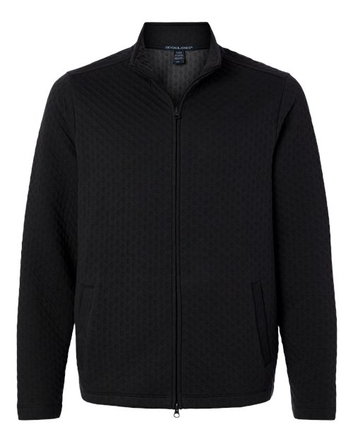 Devon & Jones Men's Berkeley Textured Full-Zip Jacket - Black Front