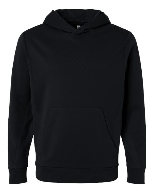 Team 365 Unisex Squad Hooded Tech Fleece Pullover - Black Front