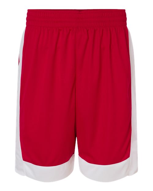 Augusta Sportswear Unisex Match-Up Basketball Shorts - Scarlet/ White Front