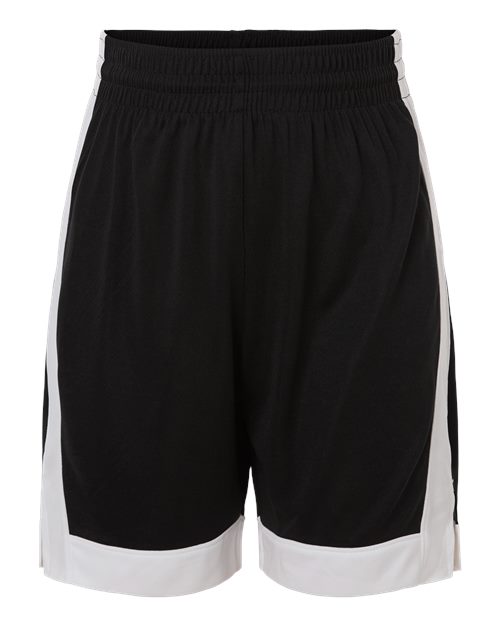 Augusta Sportswear Youth Match-Up Basketball Shorts - Black/ White Front