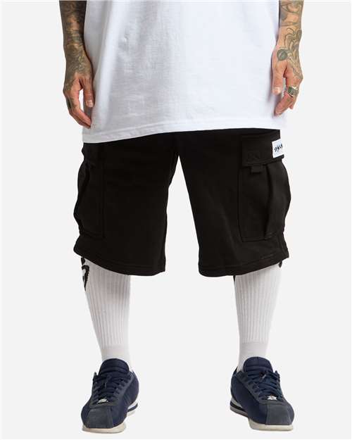 Shaka Wear Unisex Fleece Cargo Shorts - Model Front