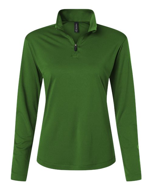 AllPro Women's Pro-Lock Performance Quarter-Zip Pullover - Olive Green Front