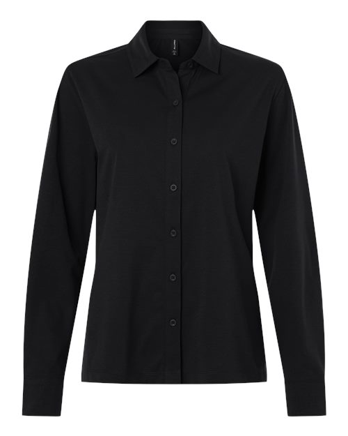 AllPro Women's Pro-Flex Sorona® Button Down Shirt - Black Front