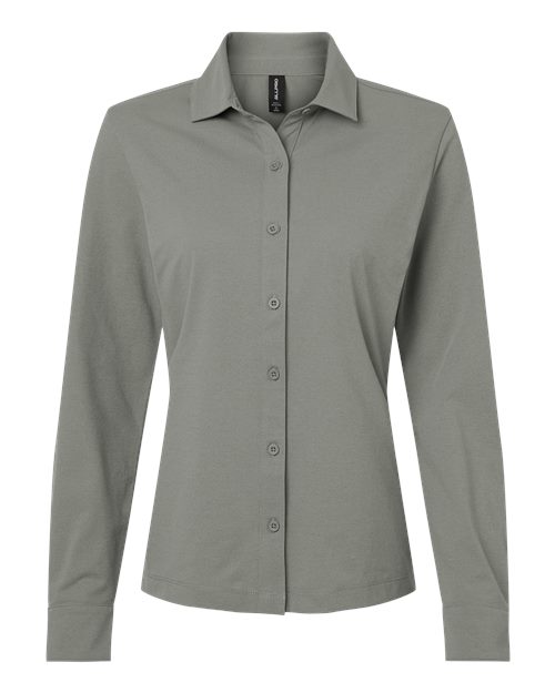 AllPro Women's Pro-Flex Sorona® Button Down Shirt - Greystone Front