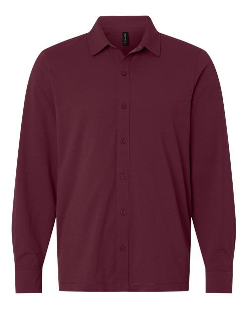 AllPro Men's Pro-Flex Sorona® Button Down Shirt - Maroon Front