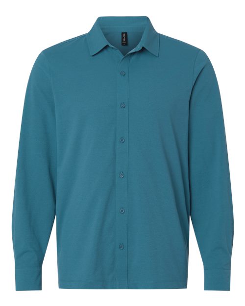 AllPro Men's Pro-Flex Sorona® Button Down Shirt - Pacific Blue Front