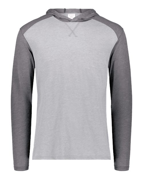 Augusta Sportswear Unisex Gameday Vintage Hooded Long Sleeve T-Shirt - Grey Heather/ Carbon Heather Front