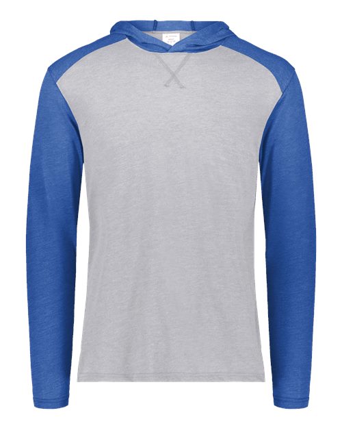 Augusta Sportswear Unisex Gameday Vintage Hooded Long Sleeve T-Shirt - Grey Heather/ Royal Heather Front