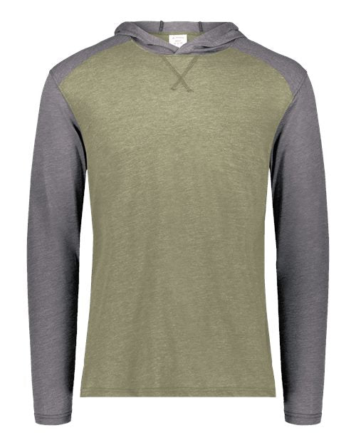 Augusta Sportswear Unisex Gameday Vintage Hooded Long Sleeve T-Shirt - Olive Heather/ Carbon Heather Front