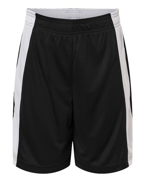 Team 365 Youth Zone Performance Reversible Shorts - Black/ White Front