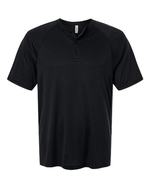 Team 365 Men's Zone Performance Henley - Black Front