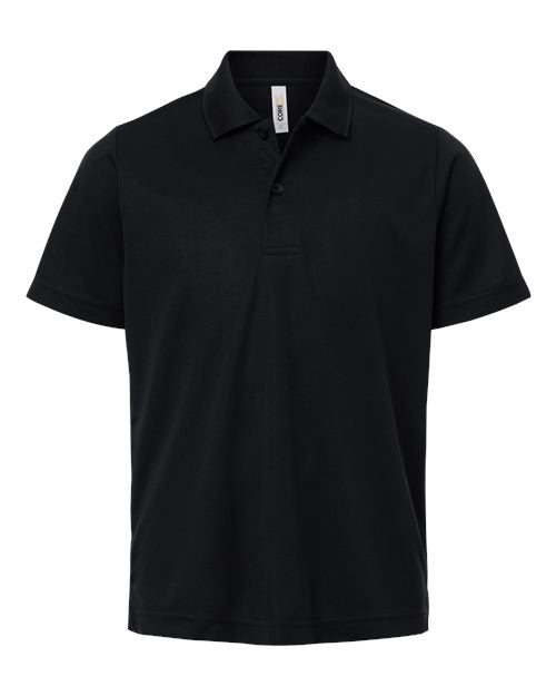 CORE365 Youth Nova Performance Pique Polo - Black Front