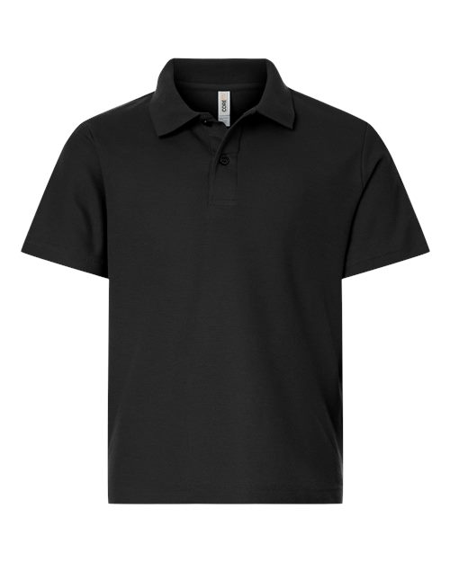 CORE365 Youth Resolve CVC Performance Pique Polo - Black Front