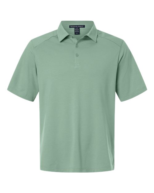 Devon & Jones Men's Seaton Pebble Textured Polo - Balsam Green Front