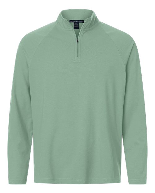 Devon & Jones Men's Seaton Pebble Textured Quarter-Zip Pullover - Balsam Green Front