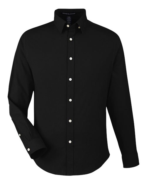 Devon & Jones Men's CrownLux Performance® Spencer Poplin Dress Shirt - Black Front