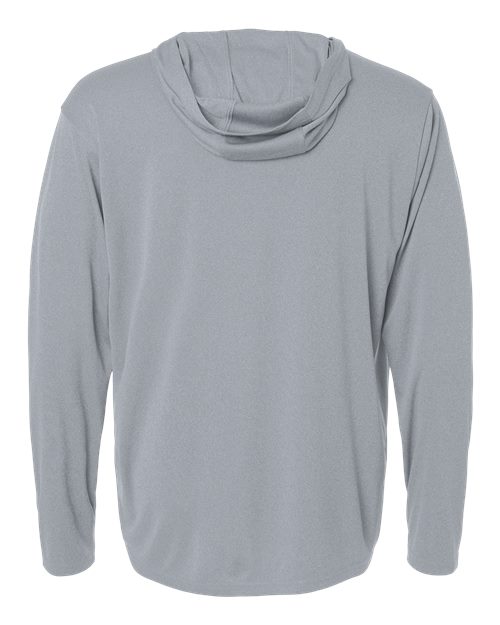 Unisex Pro-Lock Performance Hooded Long Sleeve T-Shirt - Heather Steel Back