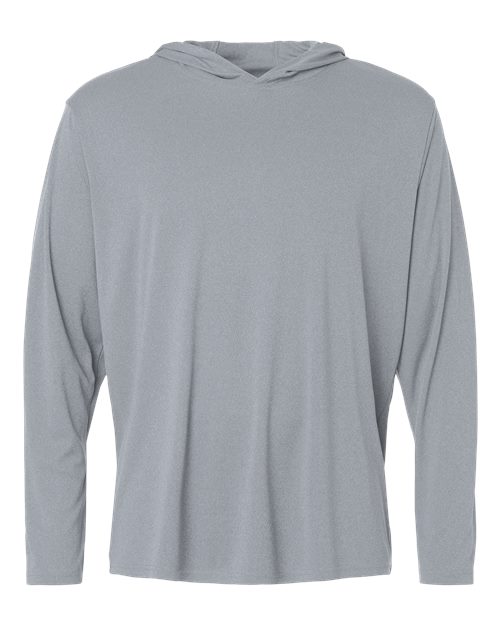 Unisex Pro-Lock Performance Hooded Long Sleeve T-Shirt - Heather Steel Front