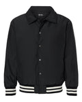 Shaka Wear Unisex Collared Varsity Jacket - Black Front