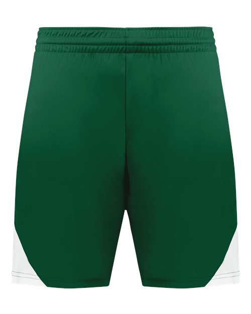 Augusta Sportswear Men's Step-Back Basketball Shorts - Dark Green/ White Front