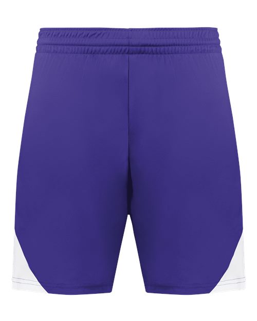Augusta Sportswear Men's Step-Back Basketball Shorts - Purple/ White Front