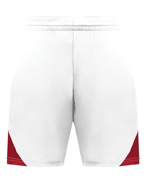 Augusta Sportswear Men's Step-Back Basketball Shorts - White/ Red Front