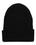 YP Classics Waffle Cuffed Knit Beanie - Black Front