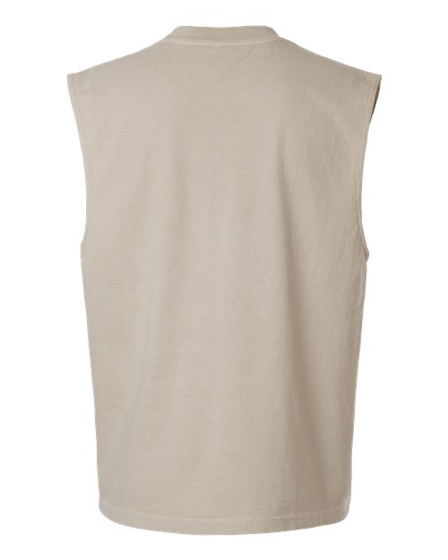 Unisex Heavyweight Cotton Garment-Dyed Mid-Length Muscle Tee - Faded Bone Back