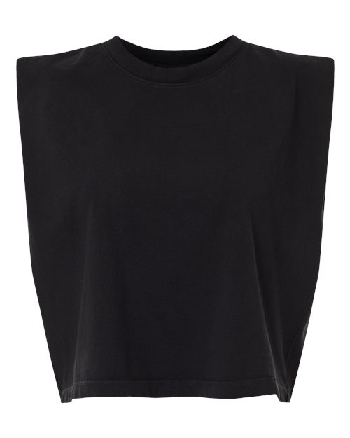 Women's Garment-Dyed Heavyweight Muscle Tee - True Black Front