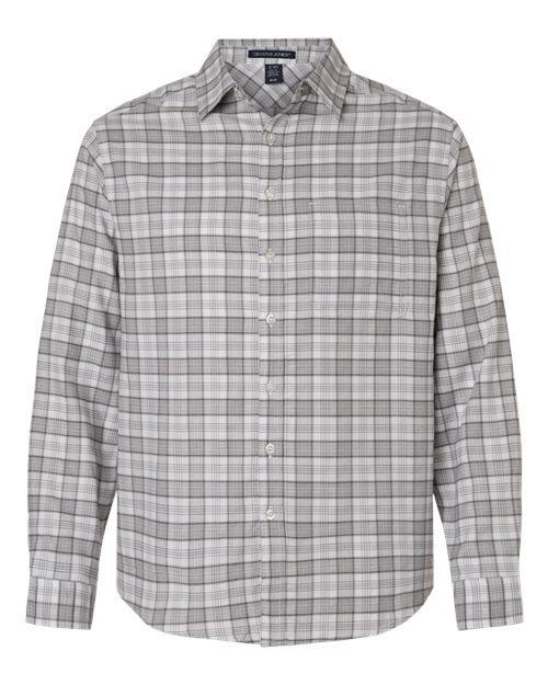 Devon & Jones Men's Concord Yarn-Dye Flannel Shirt - Graphite/ Grey/ White Front