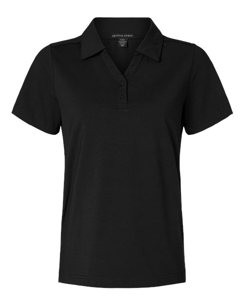 Devon & Jones Women's Motion Shadow Stripe Polo - Black Front