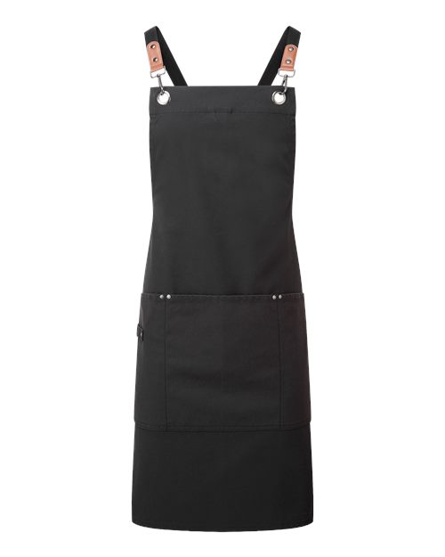 Artisan Collection by Reprime Unisex Clip & Clasp Cross-Back Bib Apron - Black Front