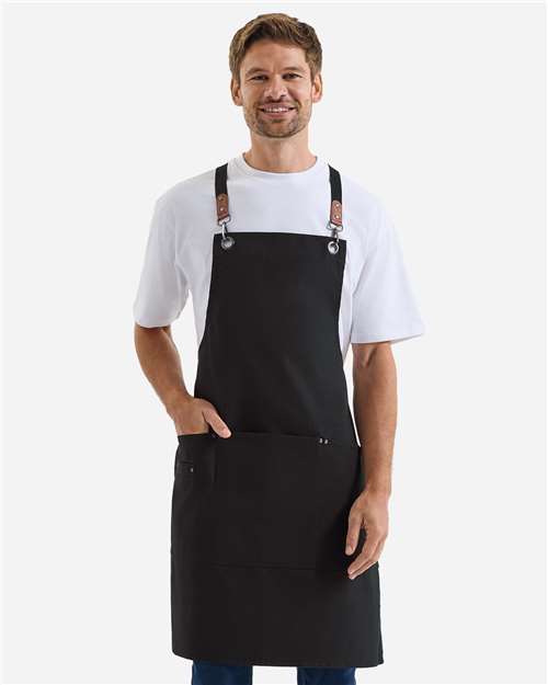 Artisan Collection by Reprime Unisex Clip & Clasp Cross-Back Bib Apron - Model Front