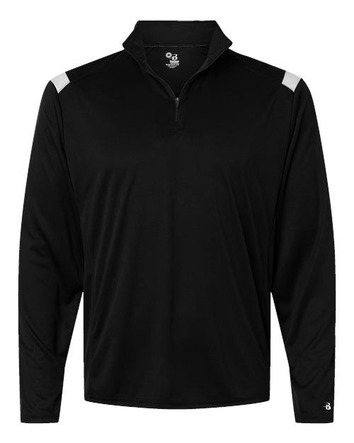 Badger Men's On The Rise Quarter-Zip Pullover - Black/ White Front