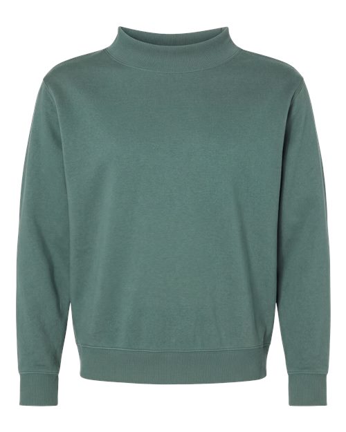 LAT Unisex Mock Neck Fleece Sweatshirt - Basil Front
