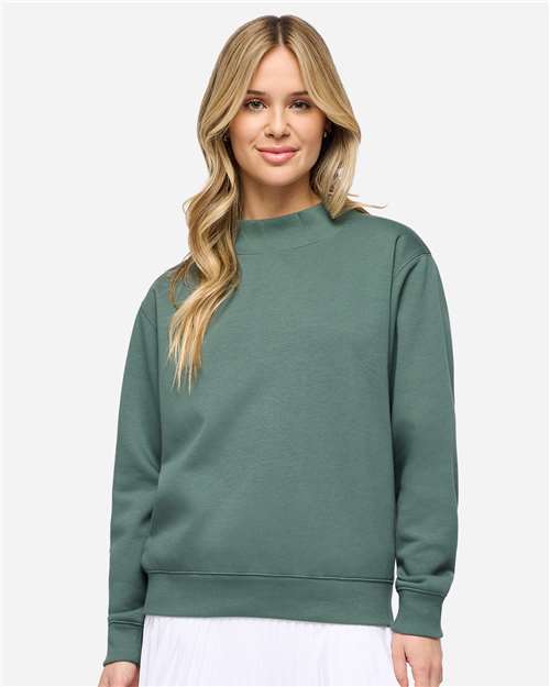 LAT Unisex Mock Neck Fleece Sweatshirt - Model Front