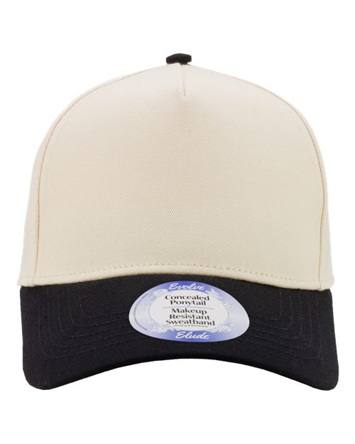 Infinity Her Women's Two-Tone Five-Panel Cap - Ivory/ Black/ Leopard Camo Front