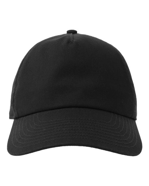 Atlantis Headwear Sustainable Five-Panel Dad Hat - Black Front
