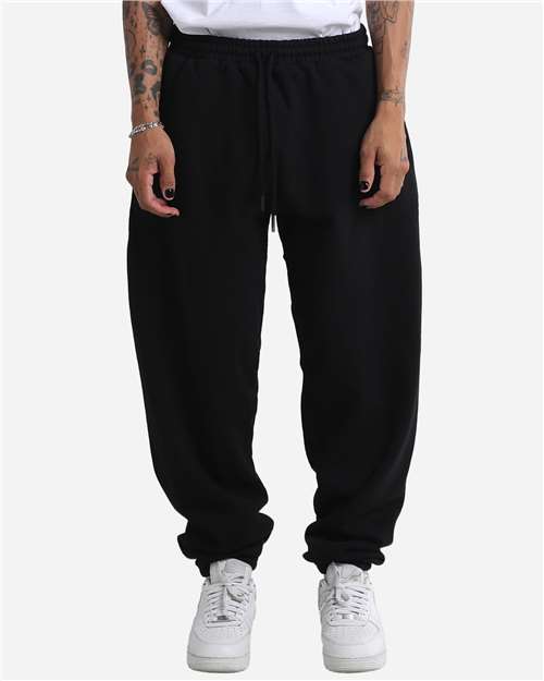 Shaka Wear Unisex Max Heavy Garment-Dyed Sweatpants - Black Front