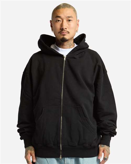 Shaka Wear Unisex Max Heavy Garment-Dyed Full-Zip Hoodie Sweatshirt - Model Front