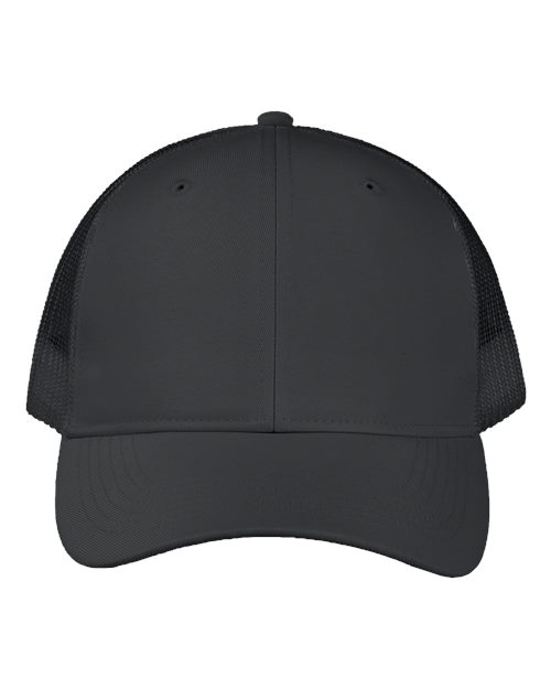 Valucap Poly Twill Trucker Cap - Black Front