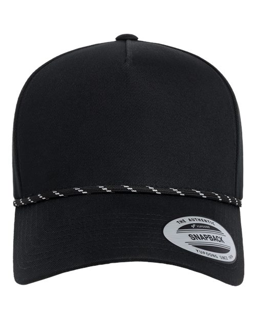 YP Classics Retro Cotton Blend Five-Panel Rope Cap - Black Front