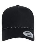 YP Classics Retro Cotton Blend Five-Panel Rope Cap - Black Front