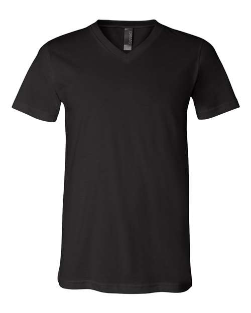 BELLA + CANVAS Unisex Jersey V-Neck Tee - Black Front