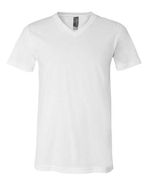 BELLA + CANVAS Unisex Jersey V-Neck Tee - White Front