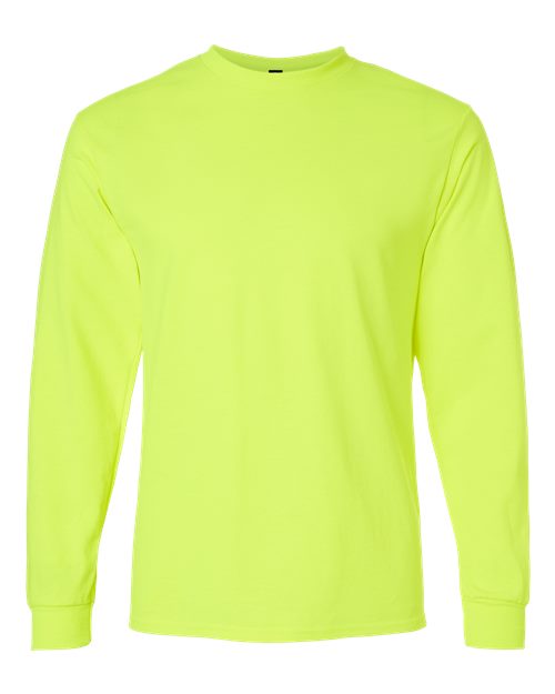 Gildan Unisex Ultra Cotton® Long Sleeve T-Shirt - Safety Green Front