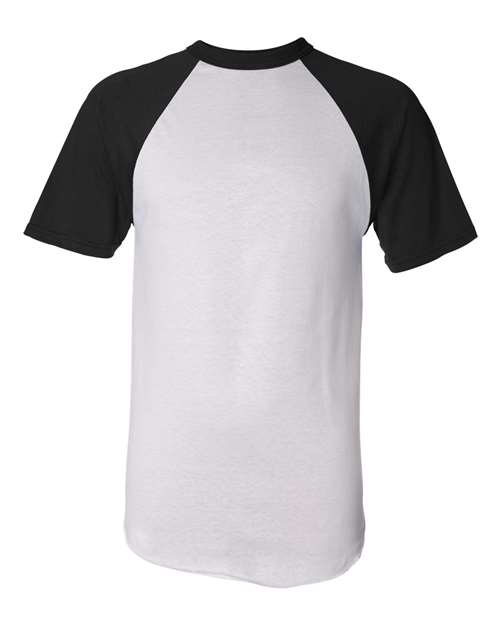Augusta Sportswear Unisex Raglan Baseball Jersey - White/ Black Front