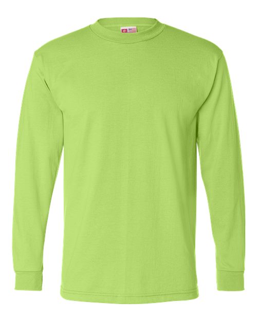 Bayside Men's USA-Made 50/50 Long Sleeve T-Shirt - Safety Green Front