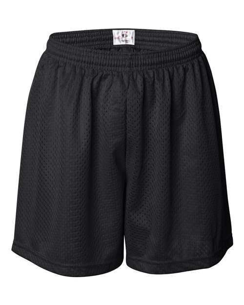 Badger Women's Pro Mesh 5" Solid Liner Shorts - Black Front