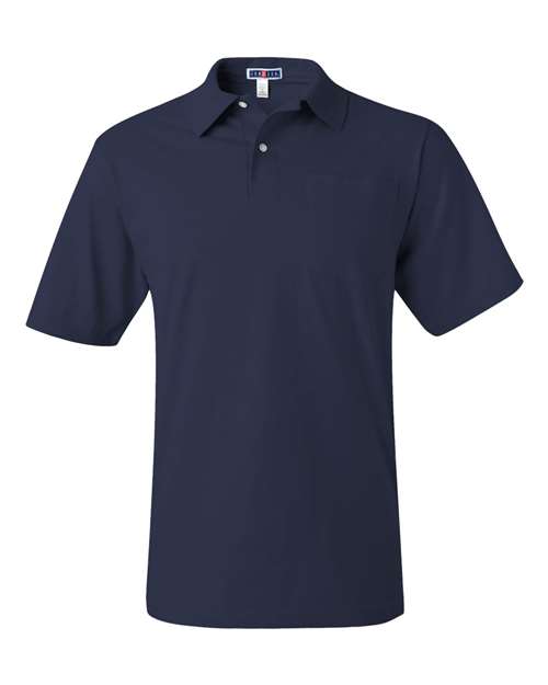 JERZEES Men's SpotShield® 50/50 Polo with Pocket - J. Navy Front